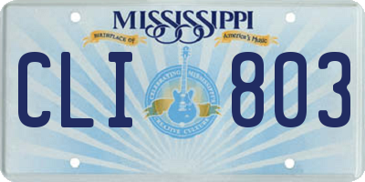 MS license plate CLI803
