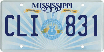 MS license plate CLI831