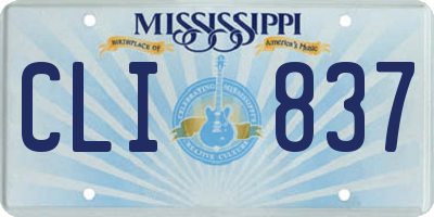 MS license plate CLI837