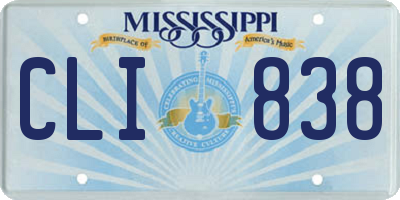 MS license plate CLI838