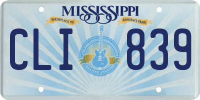 MS license plate CLI839