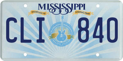 MS license plate CLI840