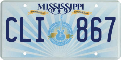 MS license plate CLI867