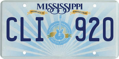 MS license plate CLI920