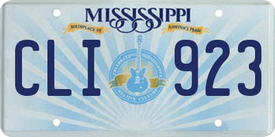 MS license plate CLI923