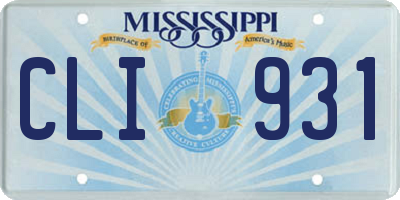 MS license plate CLI931