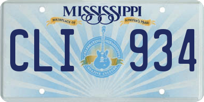 MS license plate CLI934