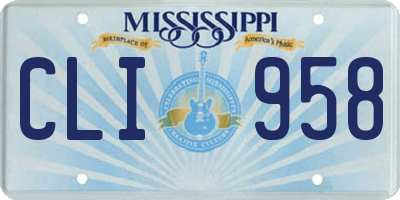 MS license plate CLI958