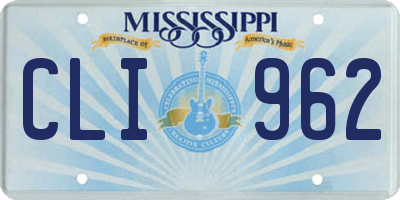MS license plate CLI962