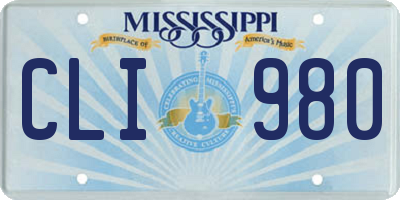MS license plate CLI980