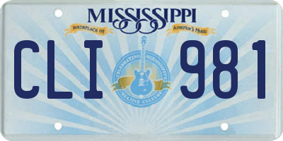 MS license plate CLI981