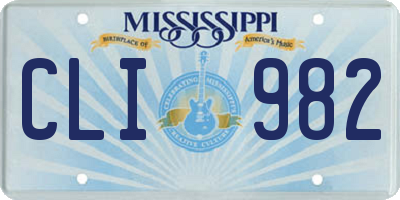 MS license plate CLI982