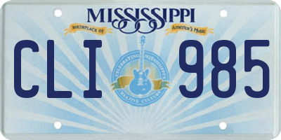 MS license plate CLI985