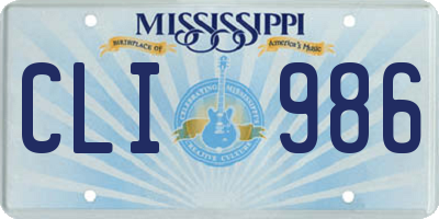 MS license plate CLI986