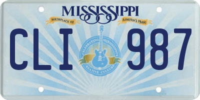 MS license plate CLI987