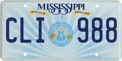 MS license plate CLI988
