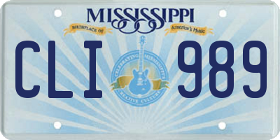 MS license plate CLI989