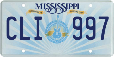 MS license plate CLI997