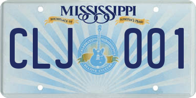 MS license plate CLJ001