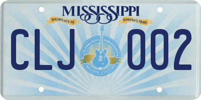 MS license plate CLJ002