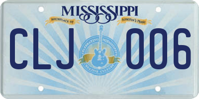 MS license plate CLJ006