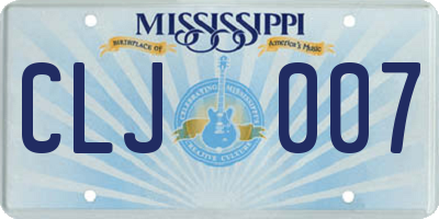 MS license plate CLJ007