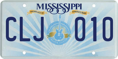 MS license plate CLJ010
