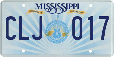 MS license plate CLJ017