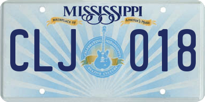 MS license plate CLJ018