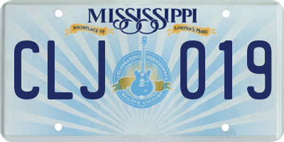 MS license plate CLJ019