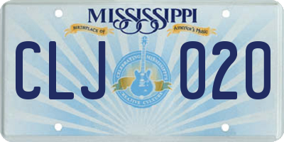 MS license plate CLJ020
