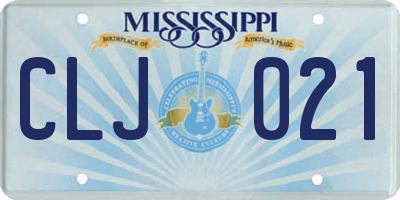 MS license plate CLJ021