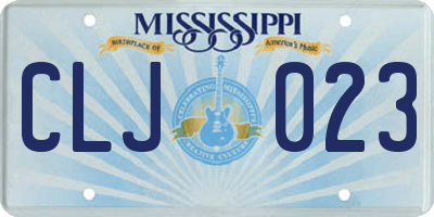 MS license plate CLJ023