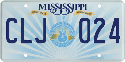 MS license plate CLJ024