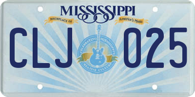 MS license plate CLJ025