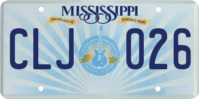 MS license plate CLJ026