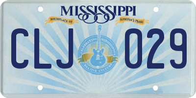 MS license plate CLJ029
