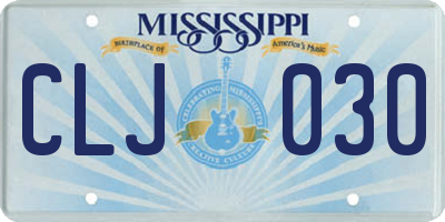 MS license plate CLJ030