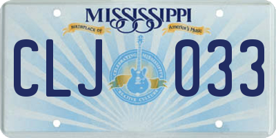 MS license plate CLJ033