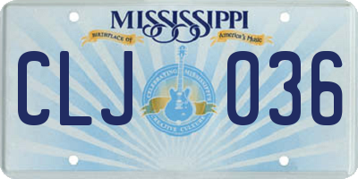 MS license plate CLJ036