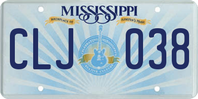 MS license plate CLJ038
