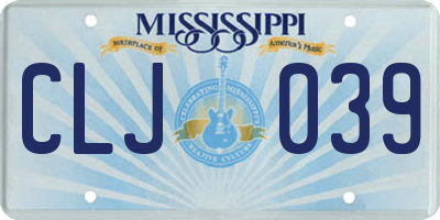 MS license plate CLJ039