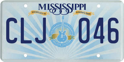 MS license plate CLJ046