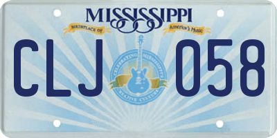MS license plate CLJ058