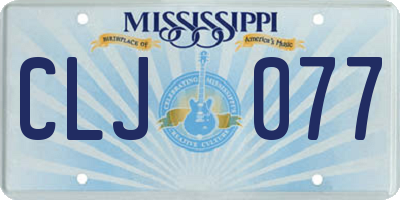 MS license plate CLJ077