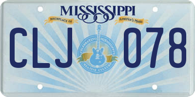 MS license plate CLJ078