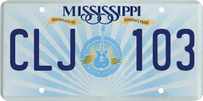 MS license plate CLJ103
