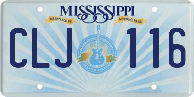 MS license plate CLJ116