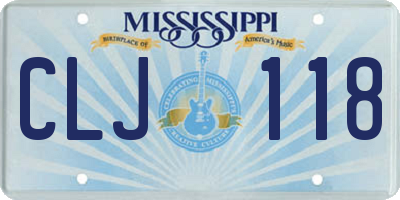 MS license plate CLJ118