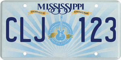 MS license plate CLJ123